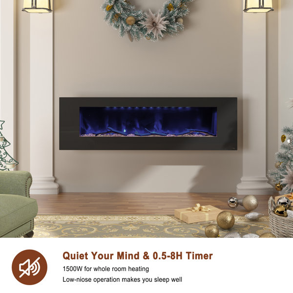 Symple Stuff Kleber Wall Mounted Electric Fireplace with Bluetooth